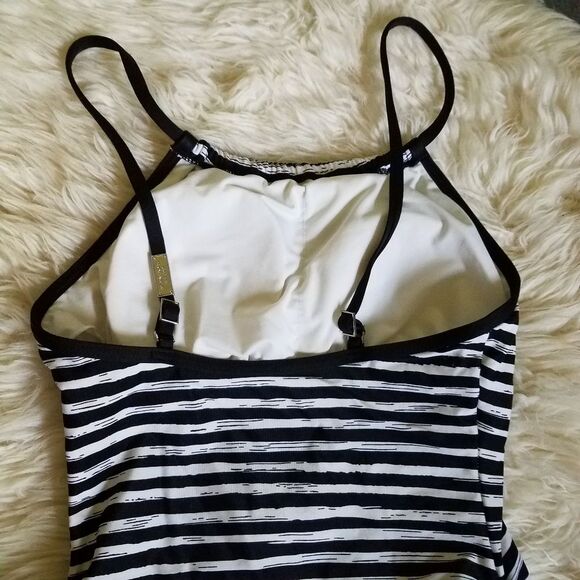 Michael kors classic nautical black & white striped swimsuit 4 - Picture 4 of 8